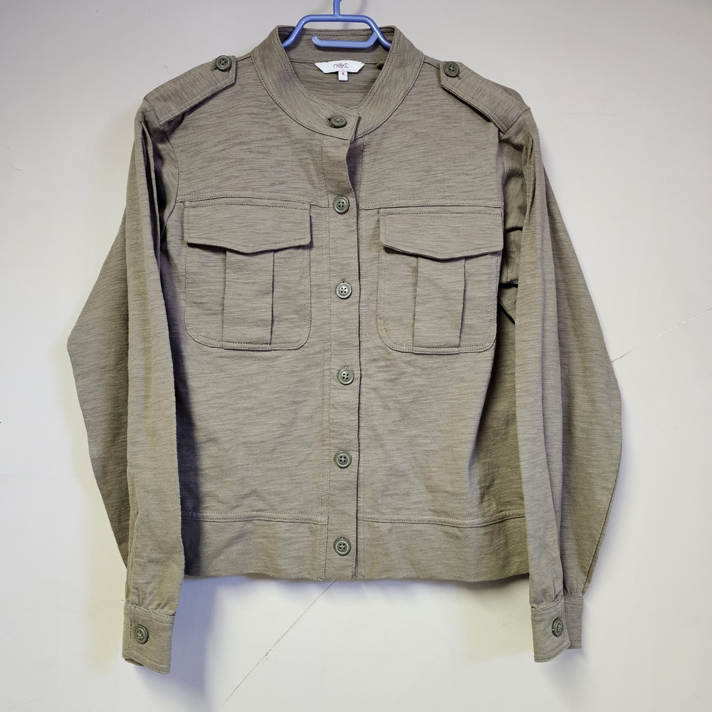 Next Women’s Army Green Utility Button-Up Shirt Long Sleeve